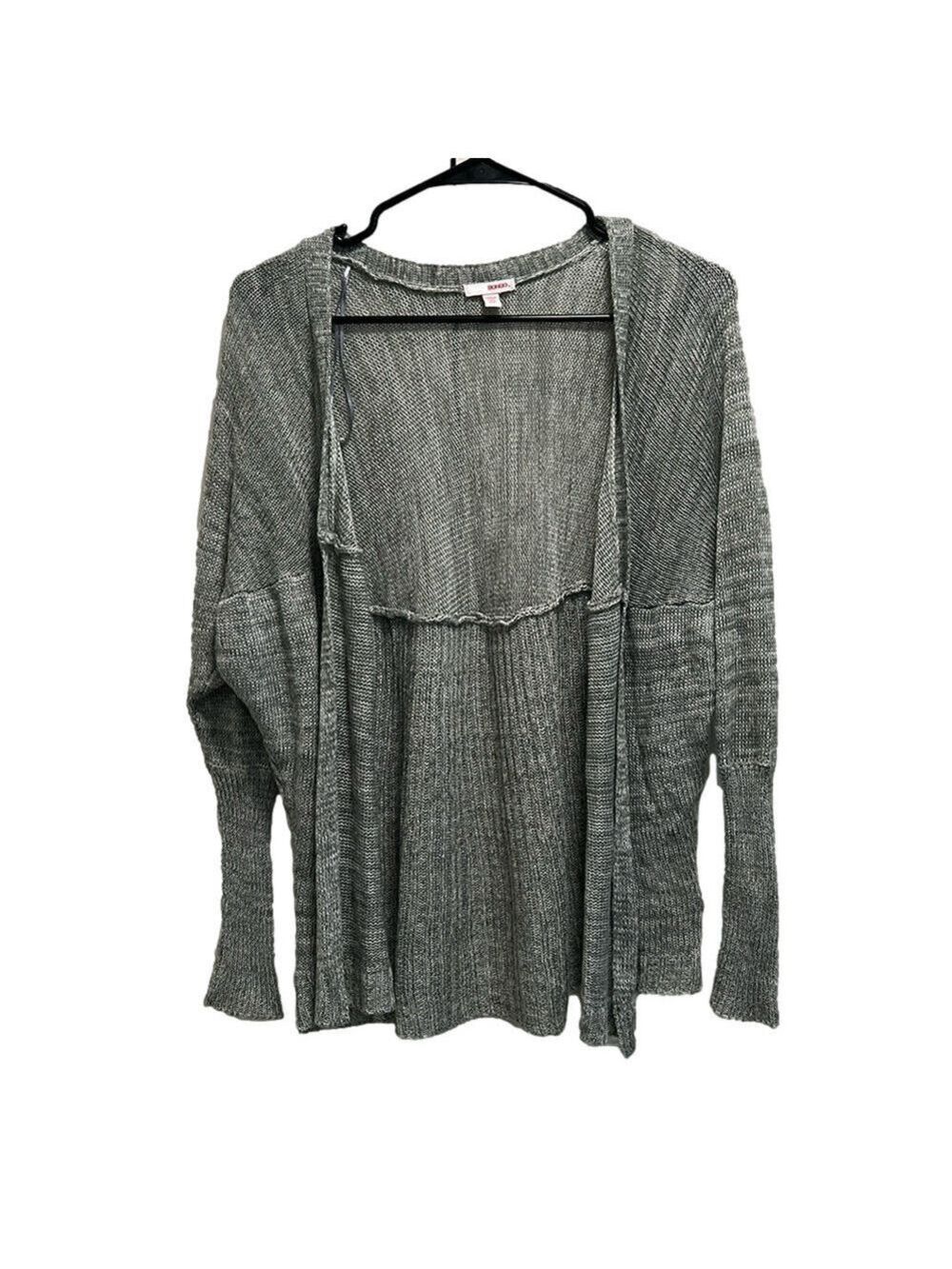BONGO Women's Grey Lightweight Cropped Long Sleeve Cardigan Size Small